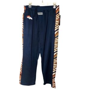 Denver Broncos Sweatpants Size Medium Zubaz Blue Orange Stripes Elastic Waist